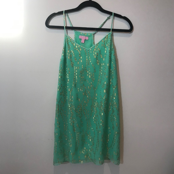 Lilly Pulitzer Dresses & Skirts - Lilly Pulitzer Green and Gold Dress